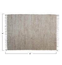 Hello Honey® Natural Boho Woven Jute & Cotton Rug with Fringe, 72" x 48"