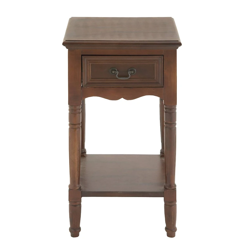 29" Brown Pine Traditional Accent Table