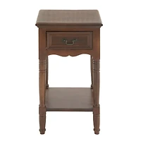 29" Brown Pine Traditional Accent Table