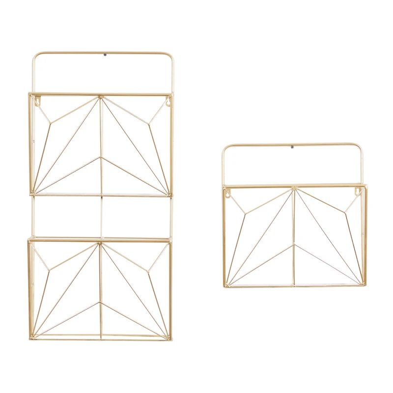 Gold Metal Rustic Wall Shelf Set