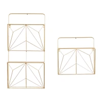 Gold Metal Rustic Wall Shelf Set