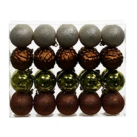 40 Pack 2.25" Forest Solid & Glitter Shatterproof Ornaments by Ashland®