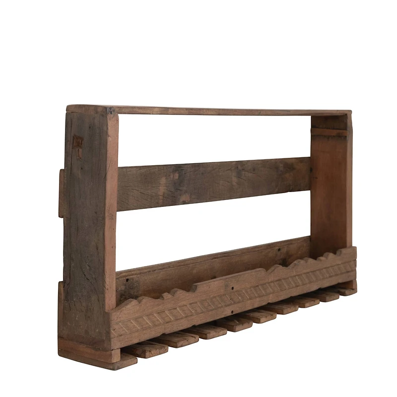 Hello Honey® 36" Reclaimed Wood Wine Glass Wall Rack with Shelf