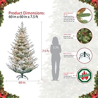 7.5ft. Pre-Lit Flocked Hillside Spruce Artificial Christmas Tree, Clear Lights