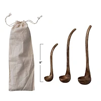 Hello Honey® Natural Walnut Finish Wood Ladle Set in Drawstring Bag