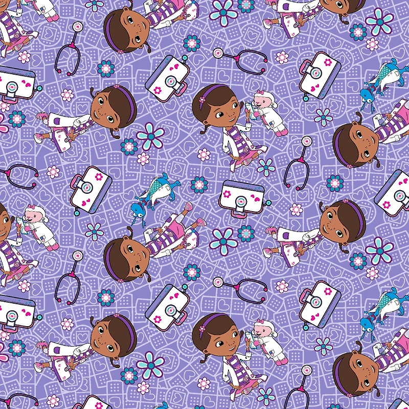 Disney® Doc McStuffins Lavender Hospital Helpers Cotton Fabric