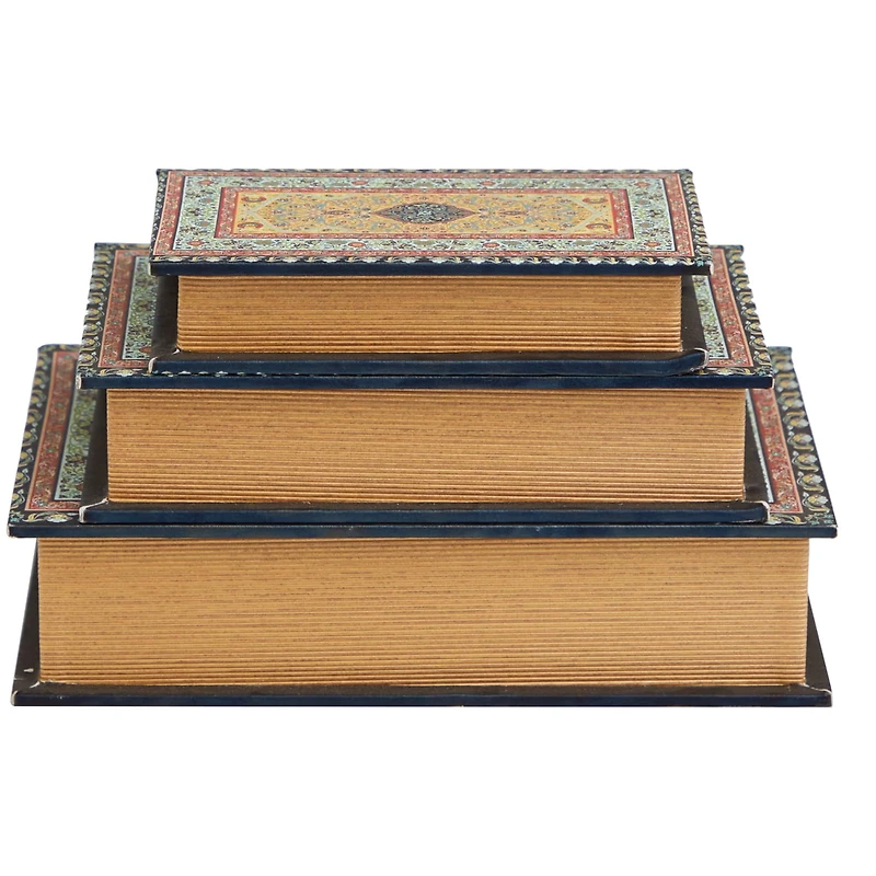 Arabesque Pattern Canvas Storage Book Box Set