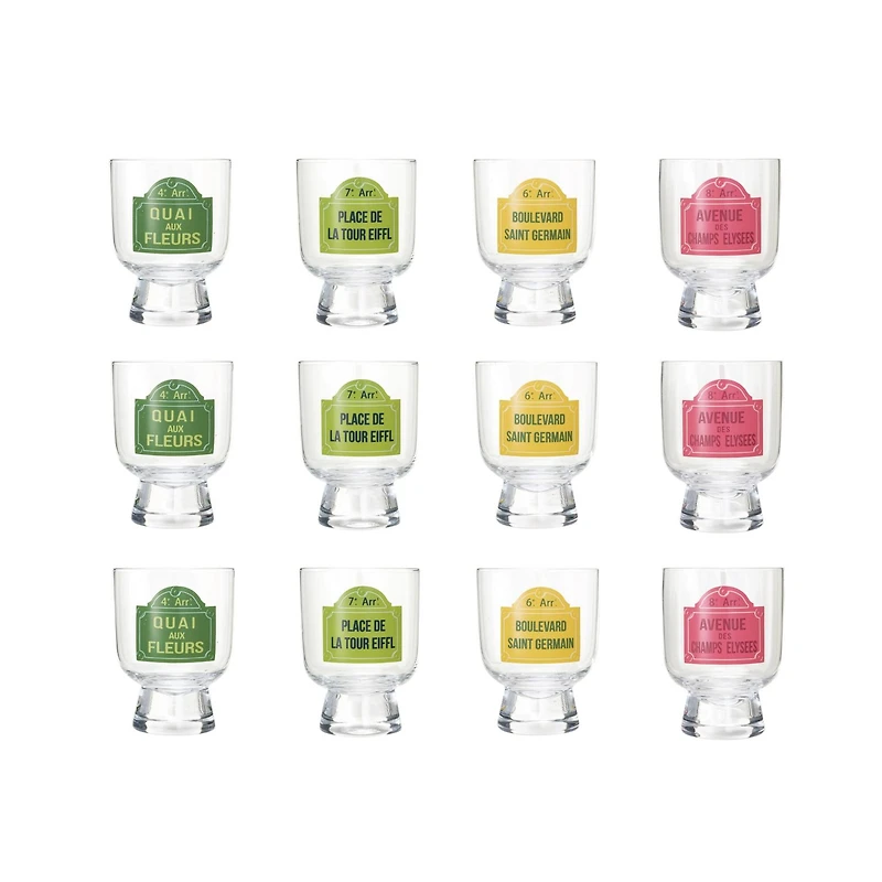 Hello Honey® 10oz. Parisian Street Sign Footed Drinking Glass, 12ct.
