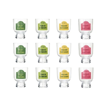 Hello Honey® 10oz. Parisian Street Sign Footed Drinking Glass, 12ct.