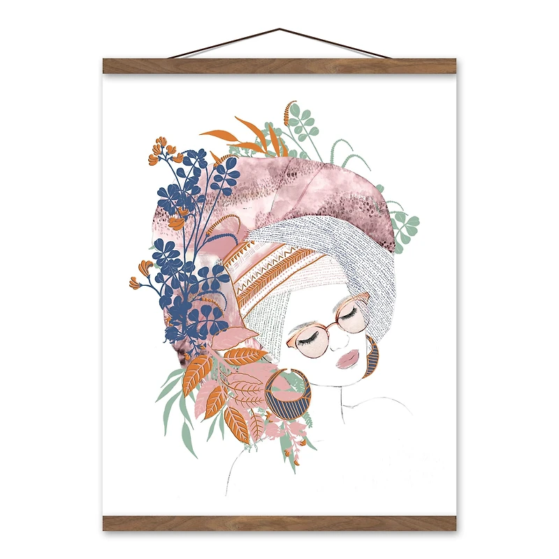 Portrait Drawing Rework Teak Hanging Canvas