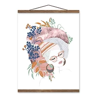 Portrait Drawing Rework Teak Hanging Canvas