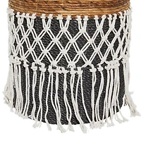 Black Banana Leaf Bohemian Storage Basket Set