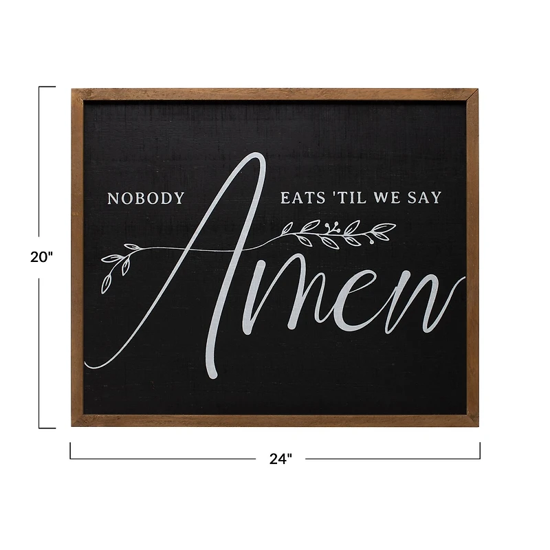 Hello Honey® 24" Nobody Eats Til We Say Amen Wood Plaque