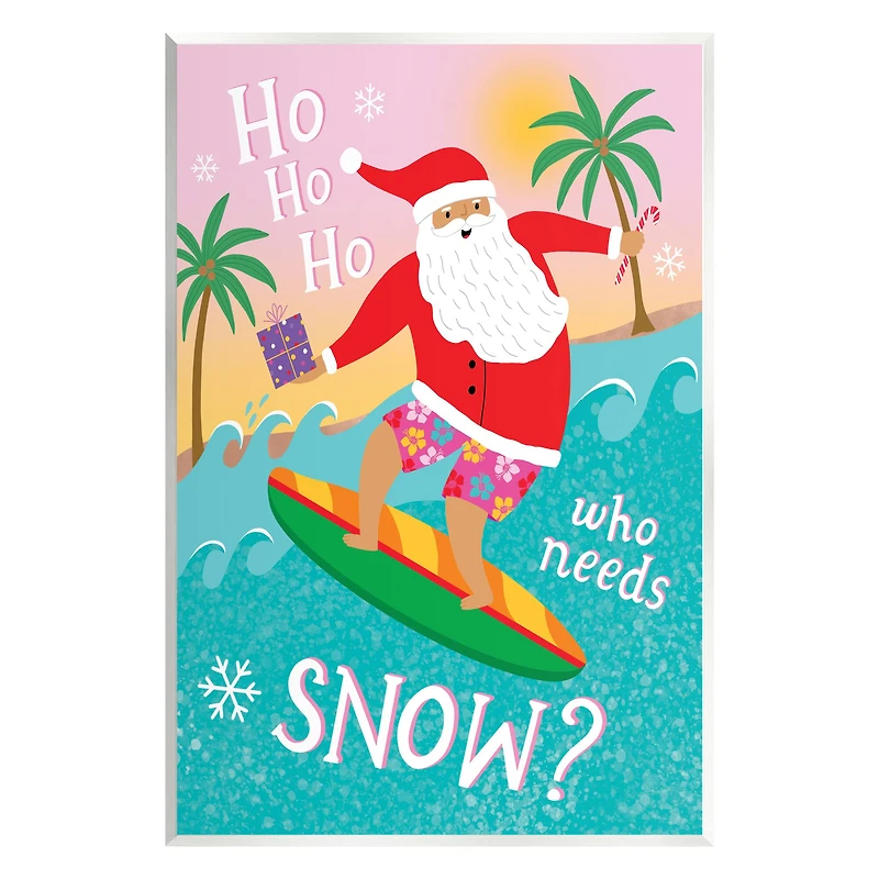 Stupell Industries Who Needs Snow Surfing Santa Wall Plaque Art