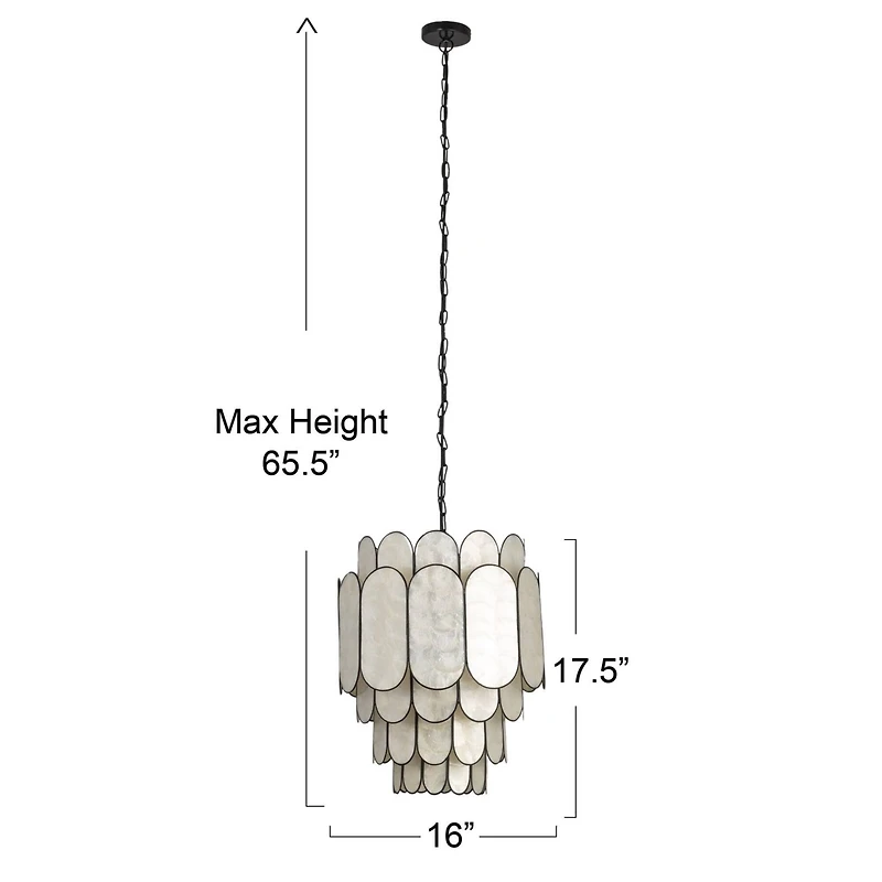 Hello Honey® Black Finish Laminated Capiz Tiered Chandelier