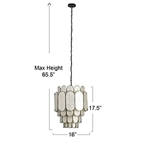 Hello Honey® Black Finish Laminated Capiz Tiered Chandelier