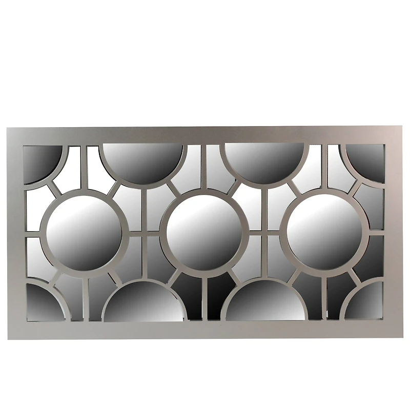 26" Metallic Gray Geometric Rectangular Wall Mirror