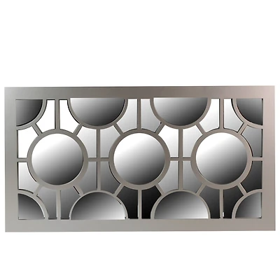 26" Metallic Gray Geometric Rectangular Wall Mirror