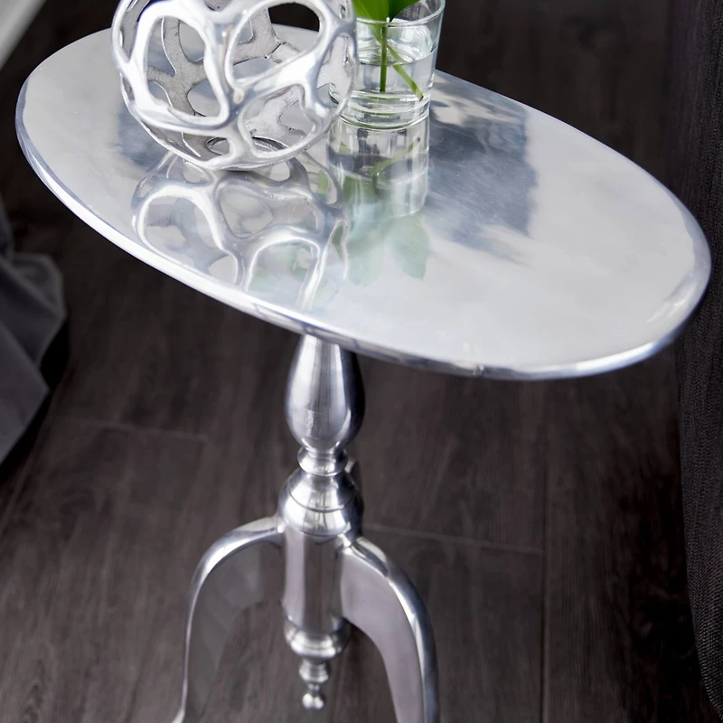 22" Silver Aluminum Traditional Accent Table