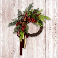 24" Christmas Joy Chimes Wreath