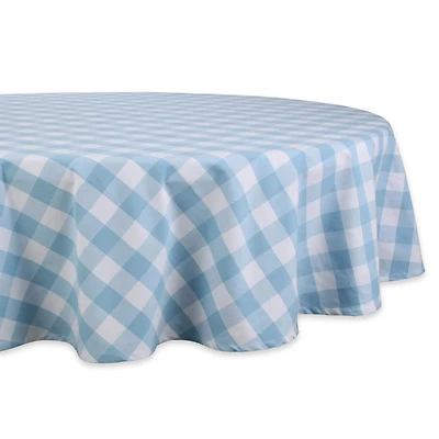 DII® 70" Round Light Blue Buffalo Check Tablecloth