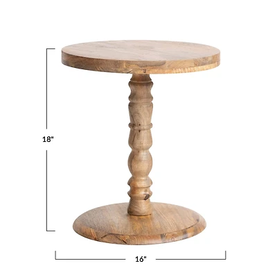 Hello Honey® 18" Natural Hand Carved Sculptural Wood Side Table