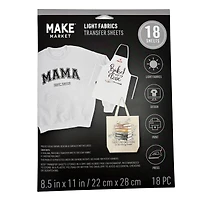 8.5" x 11" Light Fabric Transfer Sheets, 18ct. by Make Market®