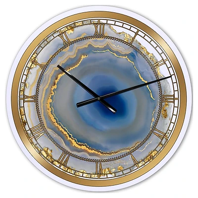 Designart Golden Water Agate Oversized Wall Clock