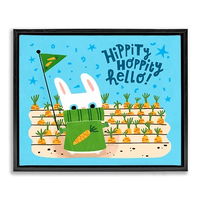 Stupell Industries Hippity Hoppity Hello Bunny Floater Framed Art