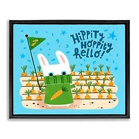 Stupell Industries Hippity Hoppity Hello Bunny Floater Framed Art