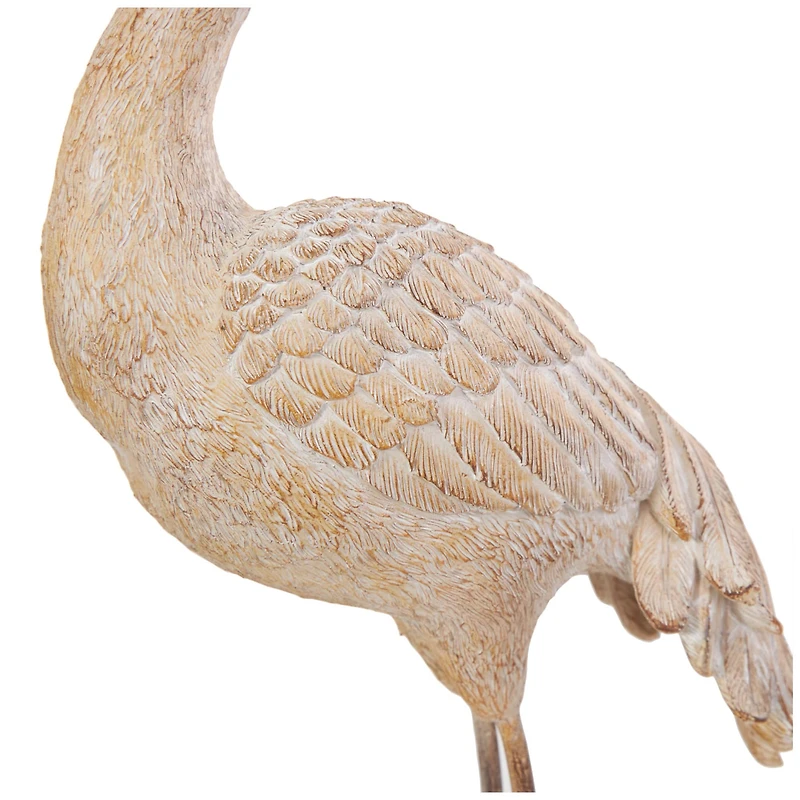 Cream Carved Crane Sculpture Set