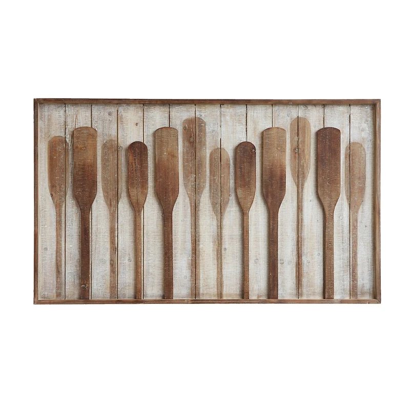 Hello Honey® 28" Paddles on Washed White Wood Framed Wall Décor