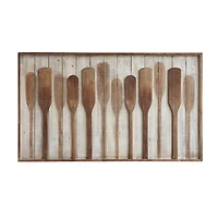 Hello Honey® 28" Paddles on Washed White Wood Framed Wall Décor