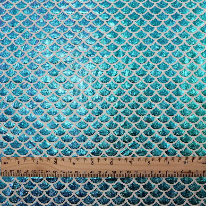 Wyla Green Oil Slick Fish Scales on White Mesh