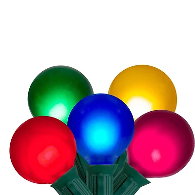 15ct. Multi-Color Satin G50 Globe Christmas Light Set With Green Wire