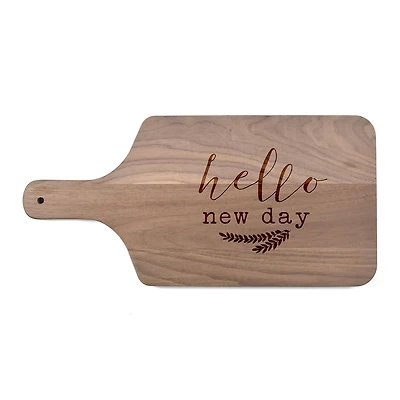 17" Hello New Day Walnut Paddle Cutting Board
