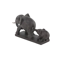 11" Brown Eclectic Polystone Elephant Sculpture