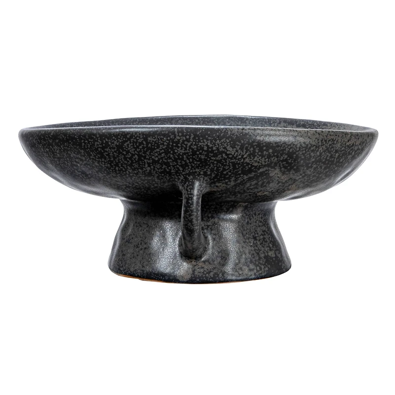 Hello Honey® 8" Black Reactive Glaze Stoneware Bowl with Handle & Base