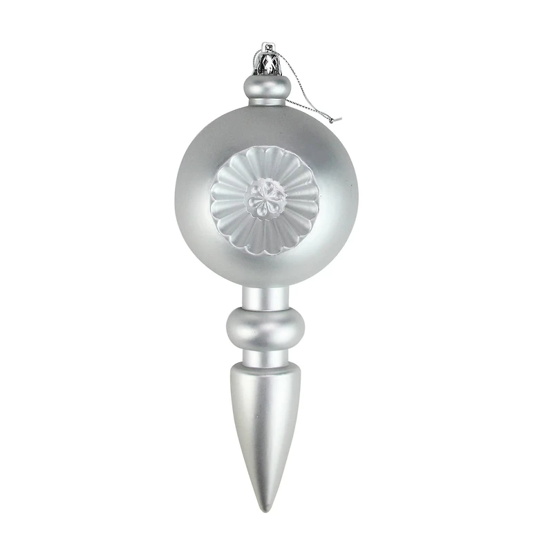 4ct. 7.5" Matte Silver Retro Reflector Shatterproof Christmas Finial Ornaments
