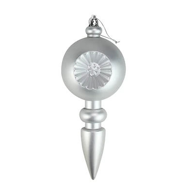 4ct. 7.5" Matte Silver Retro Reflector Shatterproof Christmas Finial Ornaments