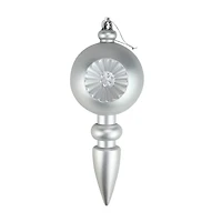 4ct. 7.5" Matte Silver Retro Reflector Shatterproof Christmas Finial Ornaments