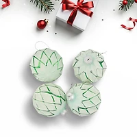 Harlequin Christmas Glass Ball Ornaments - 4" (100mm) - Mint Green - 4ct