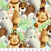 Fabric Traditions Bright Multicolor Packed Jungle Babies Cotton Fabric