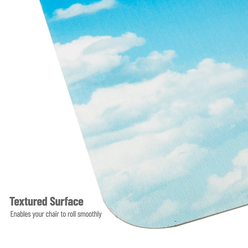 Mind Reader 9-to-5 Collection Blue Head in the Clouds Art Office Chair Mat with Lip