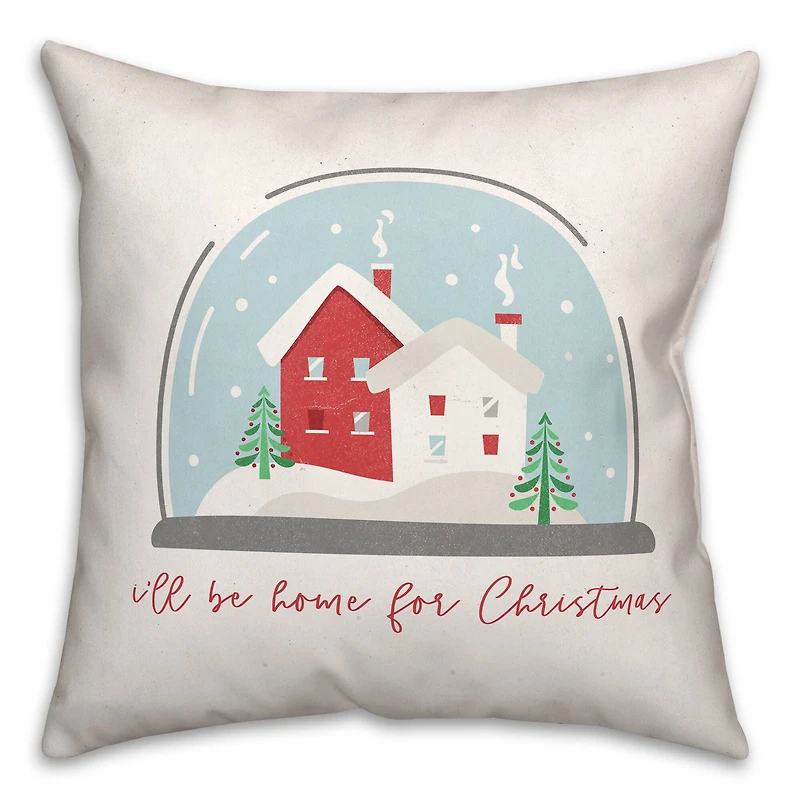 Home Christmas Snow Globe Throw Pillow