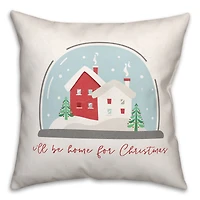 Home Christmas Snow Globe Throw Pillow