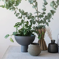 Hello Honey® 7" Gray & Black Hand-Woven Seagrass Basket