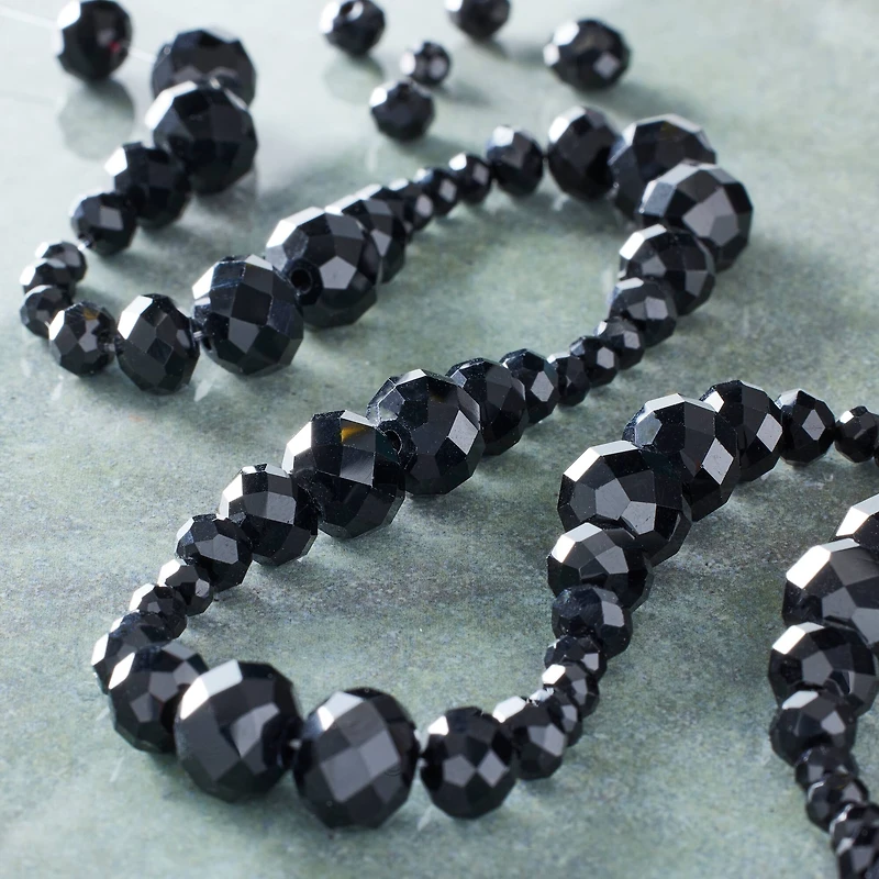 Black Faceted Glass Round Beads by Bead Landing™