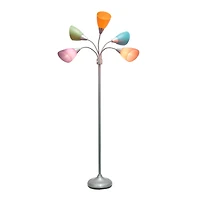 Simple Designs™ 5.6ft. 5-Light Gooseneck Silver Floor Lamp