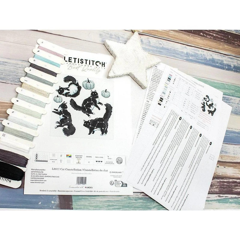 LetiStitch Cat Constellation Counted Cross Stitch Kit
